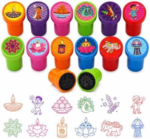 Cinrobiye 24 Pcs Diwali Stampers Party Favor Set, Cute Festival of Lights Stamps for Kids Diwali Celebration, Classroom Rewards, Cultural Party Supplies, Goody Bag Fillers, Holiday Party Favors by Cinrobiye