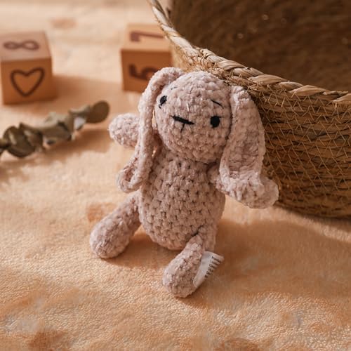 GOODMOMCute Crocheted Baby Bunny Rattle, Handmade Soft Sensory Toy, Suitable for Babies 0-12 Months, Helps Sensory Development, Perfect Gift for Newborns, Also Makes a Keepsake as They Grow（Khaki - Image 7