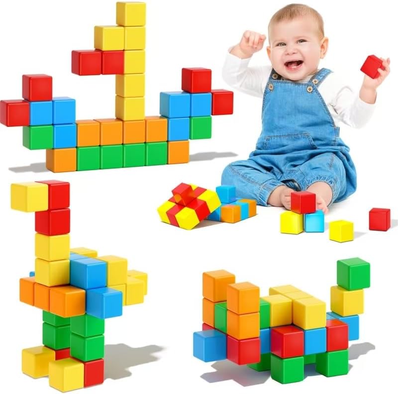 KAEILORU Magnetic Blocks Toys for Toddler Girls Boys Age 3-5 5-7 4-8 Magnetic Building Cubs Stem Sensory Toys, Preschool Learning Activities Birthday Gift for 3 4 5 6 7 Year Old by KAEILORU