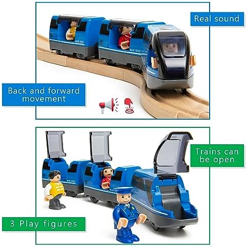 Kipipol Battery Operated Action Locomotive Toy Train Set for Wooden Tracks, (Magnetic)-Compatible with Thomas The Train Toys, Brio Tram Set for Toddlers 3-5 and up, Stocking Stuffers for Kids - Image 6