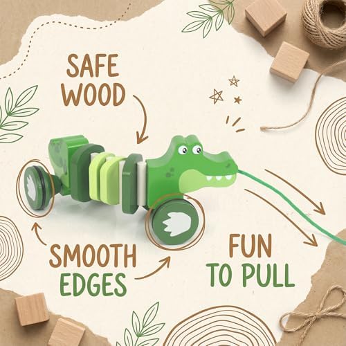 Baby Toys Car,Wooden Pull Along Toy for Toddlers 1 2 3 Year Olds - Image 2