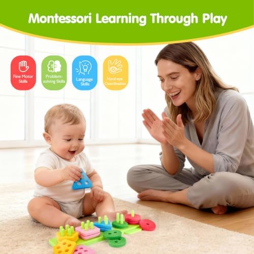 hahaland Silicone Sorting & Stacking Toys - Montessori Toys for 1 Year Old - Image 5