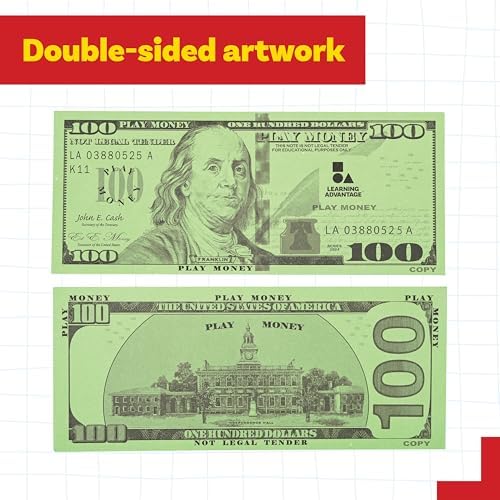Learning Advantage One Hundred Dollar Play Bills, Set of 50 Paper Bills - Image 6