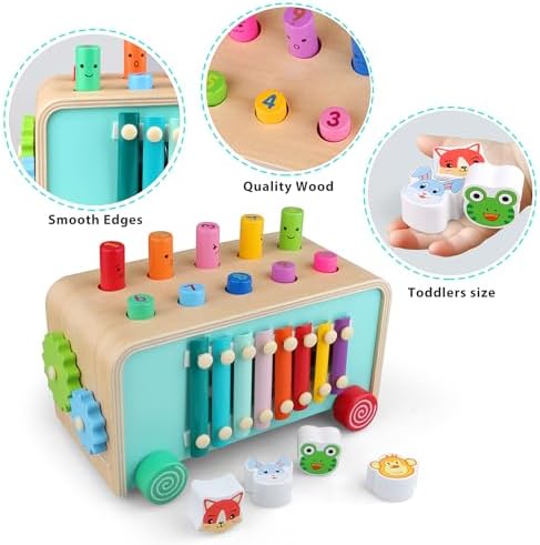 Montessori Baby Hammer Pounding Toy for Toddlers Boys Girls 2 3 4 Years Old, Educational Learning Toy Xylophone Color Shape Easter Basket Stuffers for Toddlers Valentine's Day Gift - Image 3