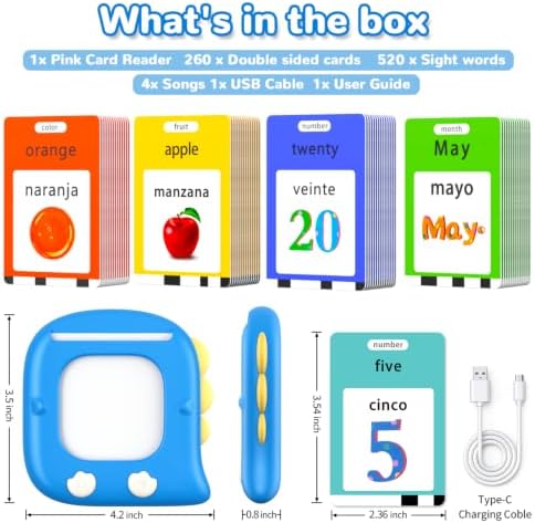 Kidzdo 520 Words Talking Flash Cards, Birthday Gifts for 3 4 5 6 Year Old Boys, Early Education Learning Toys, Blue - Image 7
