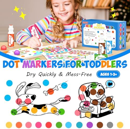 Soucolor 96-Pack Washable Dot Markers for Kids & Toddlers 8 Vibrant Colors - Image 6