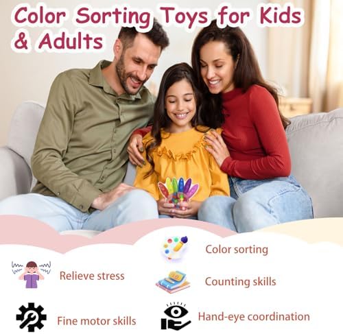 Color Sorting Toys for Toddlers, Fine Motor Skills Sensory Toys, Montessori Learning Toy for Preschool Learning Activitie, Sensory Activity Toy for Kids 3+ and Adults - Image 2