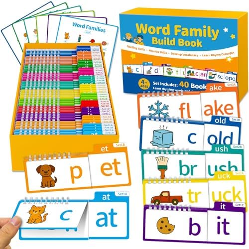 Phonics Flash Cards & Word Family Build Book Fun Kids Flip Books by SINOOMEPhonicsFlashCards