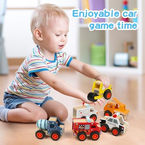 6Pcs Wooden Cars for Toddlers 1-3,Car Toys,Push and Go Vehicle,Kid Vehicle Toys,Hand Push Car Toys for 1+ Year Old,Montessori - Image 6
