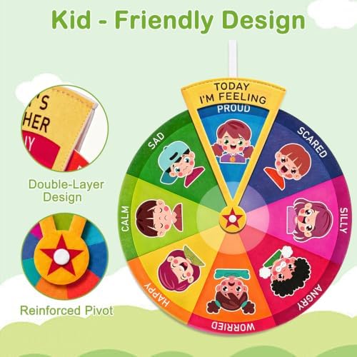 Emotion Wheel for Kids Toddlers Emotions Chart Calming Corner Emotional Chat Toy - Image 3