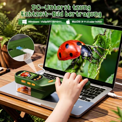 CIMELR Bug Catcher for Kids with 2.4" Screen, 500X Digital Microscope, 1080P Photo/Video, 1000mAh Battery, 8 LED, PC Real-Time Imaging, STEM Nature Toy & Gift for Boys Girls Ages 3-12 - Image 6