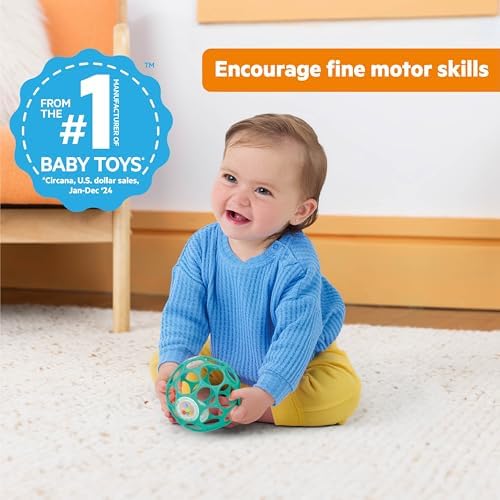 Bright Starts Oball Easy-Grasp Rattle BPA-Free Infant Toy in Teal, Age Newborn and up, 4 Inches - Image 2