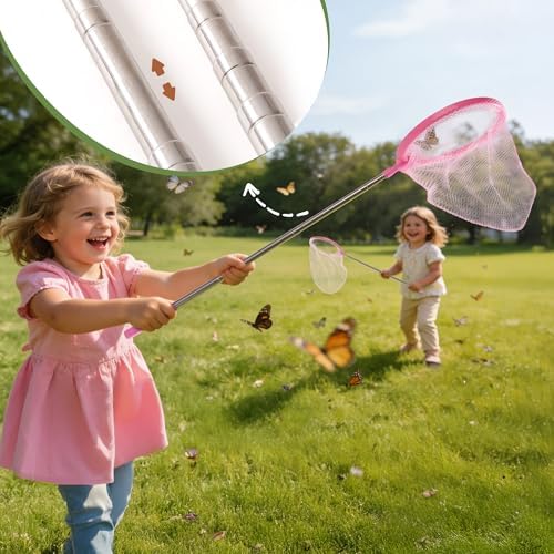 ROBOTIME 2-Person Bug Catcher Kit for Kids - Complete Pink Outdoor Explorer Set with Double Tools for Siblings & Friends (Ages 3+) - Image 6
