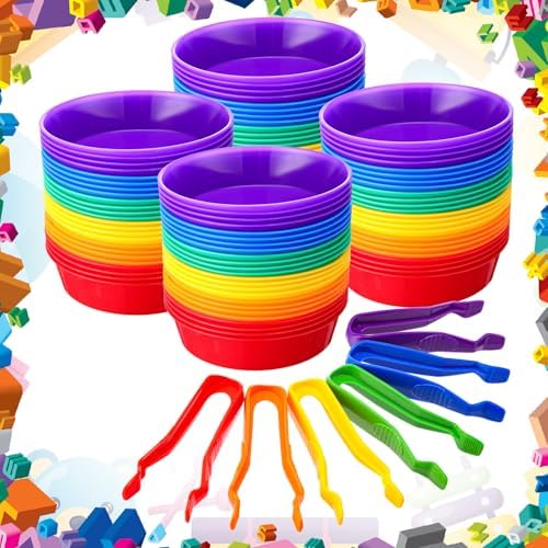 48 Pcs Sorting Bowls and Tweezers for Preschool Counting and Sorting Toy Early Math and Fine Motor Skills Stem Sets Gift - Image 3