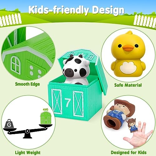 Learning Toys for 1,2,3 Year Old Toddlers, 20Pcs Farm Animals Barn Toy Montessori Counting, Matching & Sorting Fine Motor Games, Christmas Birthday Easter Gift for Baby Boys Girls Age 12-18 Months - Image 4