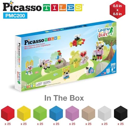 Picasso Cubes 0.5” Pixel Magnetic Puzzle Cube 200 Piece Mix & Match Sensory Toys STEAM Education Learning Building Block Magnets Children Construction Toy Set Stacking Magnet Creative Kit PMC200 - Image 6