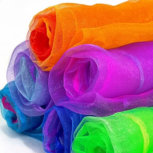 Lolakee Dance Scarves for Kids: Juggling Scarves, 12 Pcs, 24" x 24", Toddler, Unisex, Multicolored, Rainbow Theme (Pack of 3) - Image 3