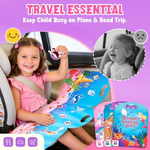 JoyCat Reusable Sticker Book Set for Kids, 3-Pack, Unicorn Fairy Mermaid - Image 3