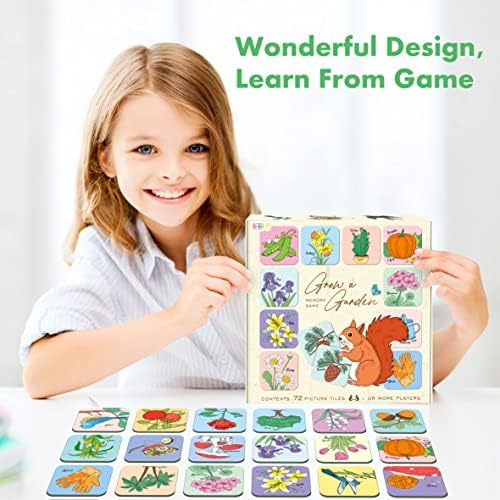 Hebayy Memory Matching Game, 72 PCS Grow A Garden Matching Cards for Toddlers 36 Designs Memory Cards Educational Toys for Preschool 4 5 6 Years Old - Image 5