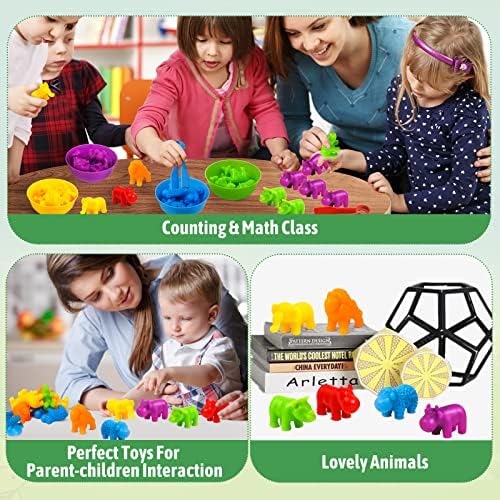 RAEQKS Counting Sorting Toys Matching Stacking Toys with Bowls Preschool Learning Activities Educational Sensory Game Montessori STEM Toy Daycare Sets Animals Gifts for Kids Boys Girls - Image 6