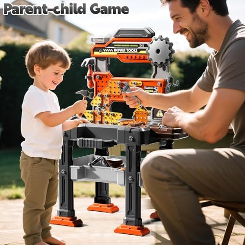 2 in 1 Workbench Tools Toys Set with Sound for Toddlers Aged 3-5 - Image 4