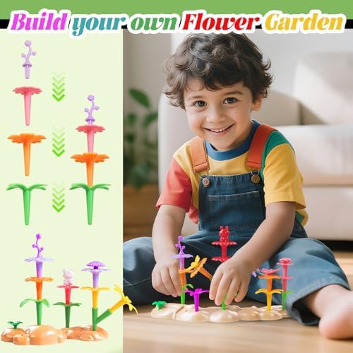SKTMYY 153PCS Magnetic Tiles Road Set with Toy Car & Flowers Building Toy, Magnet Tiles for Kids, Magnetic Building Blocks, STEM Toy Gift for Boys and Girls, Garden Track Themed - Image 6
