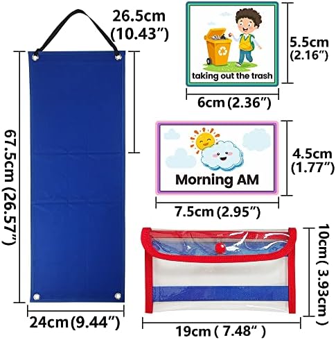 Mewise Visual Schedule Chart for Autism & ADHD Kids - 70 Routine Cards (Morning/Night/Outings) - Durable Felt Board with Storage Pocket - OT Approved Learning Tool for Home & School - Image 2