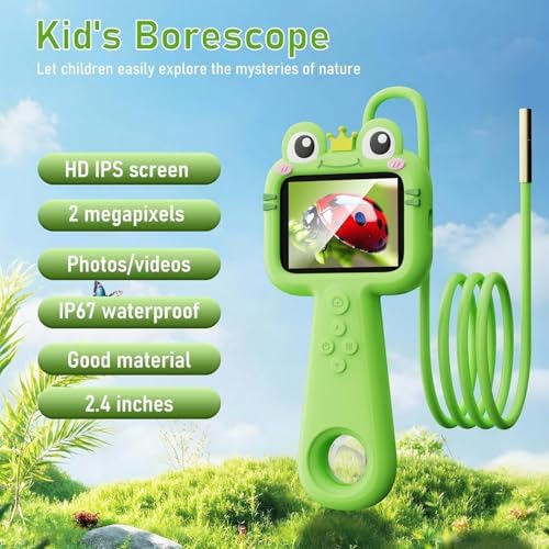 Kids Borescope Camera with Light, 2.4" HD Screen Snake Camera, STEM Educational Science Toy for Boys & Girls Ages 3-13, Outdoor Adventure, Camping, Nature Exploration(Green) - Image 2