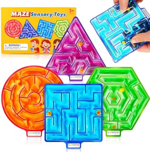 Squishy Toys Sensory Fidget Toys for Kids: 4 Pack Maze Sensory Toys for Autism - Fidget Toys with Filled Goo for Calming Down Classroom Travel by LESONG