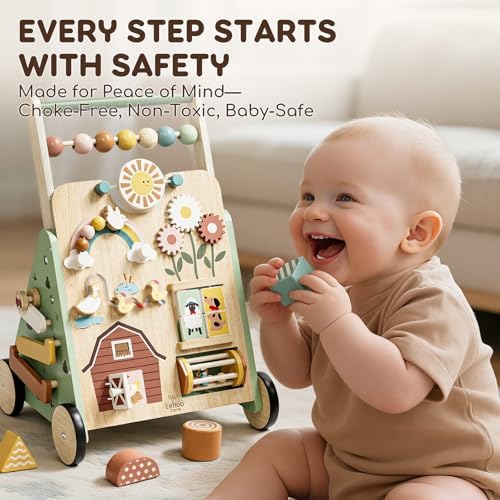 Lehoo Castle Wooden Baby Walker, Adjustable Speed Baby Push Walker - Image 6