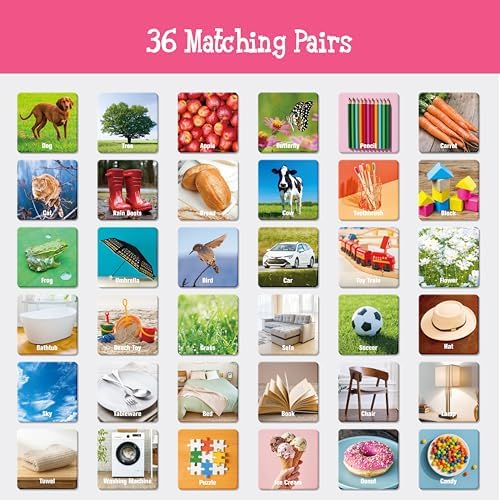 Hebayy 72 PCS Daily Items Matching Game, 36 Designs Everyday Objects Memory Cards Engaging Picture Matching Game, Educational Learning Toys for Preschool 4 5 6 Years Old - Image 3