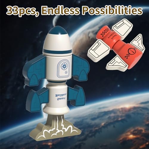 DIY Magnetic Robot Building Toy for Kids 3-5, 33 PCS STEM Stacking Playset with Storage Box, Rocket Robot Creative Kit, Kid Magnet Toys Gift for Years Old Boys & Girls (Christmas Birthday) - Image 4