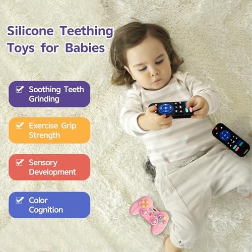 Hooku 2 Pack Remote Teether for Baby, Silicone Teethers for Babies 6-12 Months, Baby Teething Toys for Babies 0-6 Months, Remote Control Toy, Infant Gifts for Boys Girls - Image 4