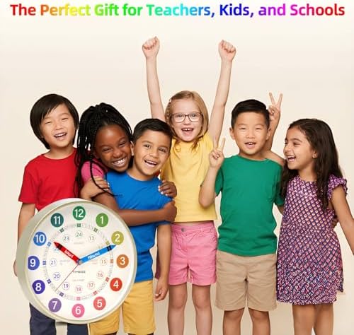 TIMESS 10-Inch Learning to Tell Time Wall Clock, Silent Non-Ticking - Image 7