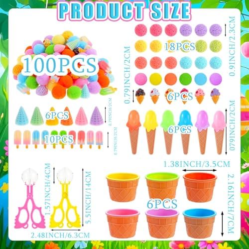 154 Pcs Ice Cream Sensory Bin Items Summer Counting Sorting Sensory Bin Filler Fine Motor Ice Cream Counts for Easter Day Summer Counting Decor - Image 2