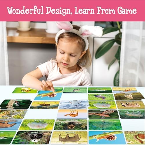 Hebayy Wild Animal Matching Game, 80 PCS Realistic Animal Memory Matching Cards for Toddlers 40 Pairs Real Animal Memory Cards Educational Toys for Preschool Boys & Girls 4 5 6 Years Old - Image 5