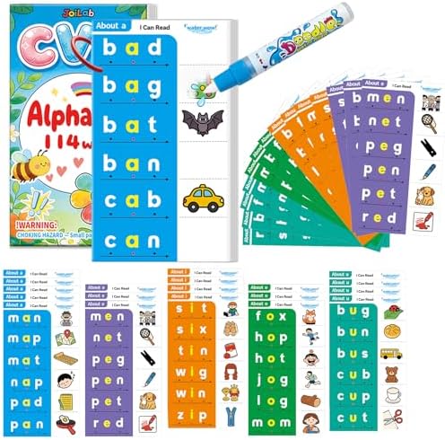 CVC Words Water Painting Phonics Flash Cards - JoiLab Draw-and-read Reusable Montessori Learning Toys - Sight Word Educational Activities Water Coloring Book for Toddlers Kindergarten for Kid Ages 3-6 by Unknown