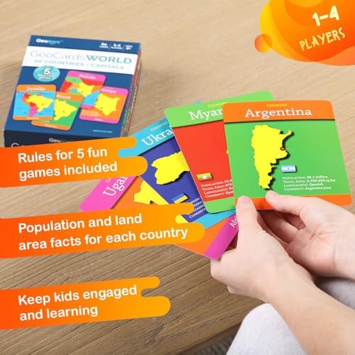 GeoToys GeoCards, World Complete Edition Flash Cards Geography Game, Countries of the World Flashcards, Kids Card Games for Families, Home, School & Travel - Fun Games for Kids Ages 4 and Up - Image 3