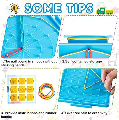 Deekin 36pcs Double Sided Geoboard Mathematical Kids Geoboards with Rubber Bands Math Manipulatives Toy for Geometry, 6.9 x 6.3 Inches Classroom Back to School - Image 4