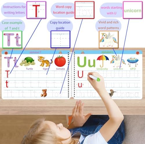 ALIANFLY Preschool Learning Activities Educational Workbook - Toddler Prek Montessori Handwriting Practice Activity Tracing Toys Busy Book for Kids, Autism Learning Materials and ABC Learning Book - Image 3