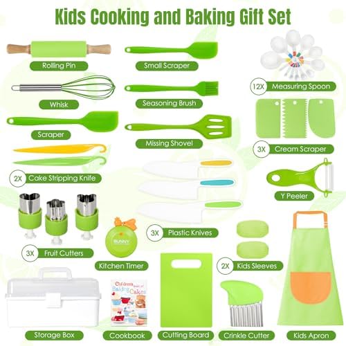Suhctuptx Kids Real Cooking Set, Montessori Kitchen Toys for Toddlers, Kids Cooking & Baking Set with Storage Case Timer Kid Safe Knives Cutting Board, Toddler Birthday Gifts Toys for Girls Boys - Image 2
