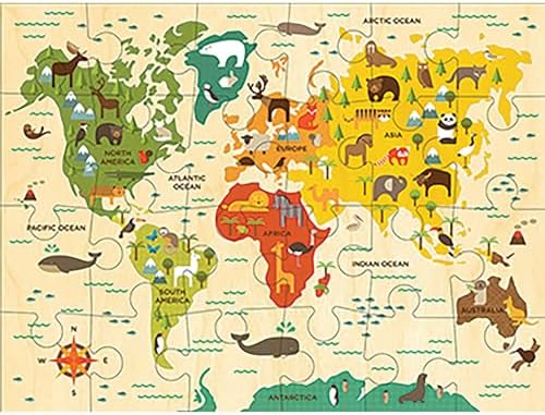 Petit Collage Floor Puzzle, Our World, 24-Pieces – Large Puzzle for Kids, Completed Map Puzzle Measures 18” x 24” – Makes a Great Gift Idea for Ages 3+ - Image 2