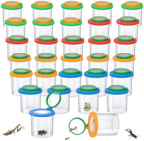 Coopay 32 Pieces Magnifying Insect Box - Bug Viewer, Critter Insect Cage, Container, Bug Catcher Cage, Jar Collecting Kit for Children, Kids Science Nature Exploration Tools by Coopay