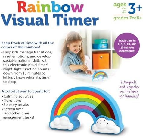 Learning Resources Rainbow Visual Timer-Time Management for Children,Audio and Visual Alarms,Schedule for Kids,Social Emotional Learning Skills,Countdown-for Teachers,Classroom Must Haves,(Pack of 6) - Image 5