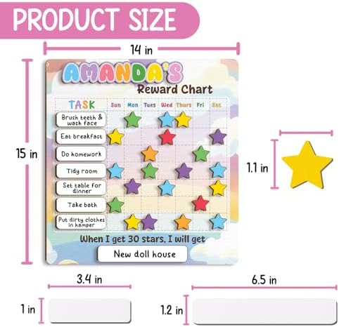 TinyKidz Large Wooden Reward Chart for Kids, 14x15 - Image 2