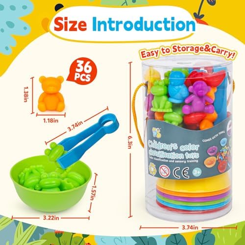 Color Sorting Toys for Kids,Counting Animals Matching Games Montessori Educational Preschol Learning Activities Sensory Traning Toys Gift for 3+ Year Old Boys Girls - Image 7