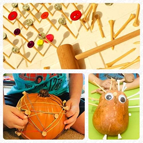 Hammering and Pounding Toys for Kids Include 1 Wood Hammer and 30 Bamboo Nails Improve Fine Motor Skills Friendly Natural Wooden Educational Montessori Toy for Childs DIY Birthday Gift for 4+ - Image 6