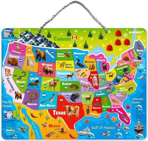 US Map Puzzles for Kids Ages 4-6 - Magnetic Toddler Puzzles Ages 3-5 by QUOKKA