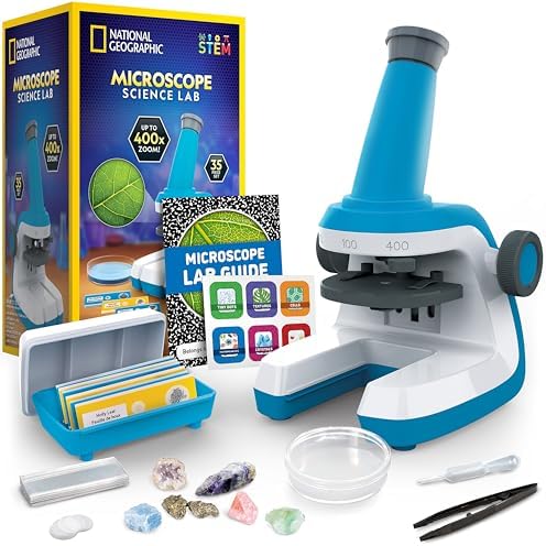 National Geographic Microscope for Kids with Up to 400x Magnification by BlueMarbleToys
