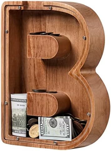 Ladenk Wooden Letter Piggy Bank - Piggy Bank for Kids Boys Girls Toddler by Ladenk
